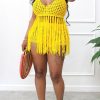 2-Pieces female | U Collar Fringe Crochet Beachwear 2 Piece Set