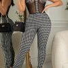 Jumpsuits & Rompers female | Sleeveless Houndstooth Knit Threaded Sheer Jumpsuit