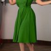 Dresses female | Commuter Lapel Double-Breasted Half-Sleeve Midi Dress