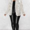 Tops & Outerwear female | Temperament Shiny Sequins Solid Color Long Sleeve Lapel Blazer