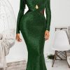 Dresses female | Sexy Backless Mesh Stitching Shiny Maxi Dress