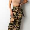 Bottoms female | F Ion Camouflage Print Drawstring Straight Cut Long Skirt