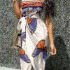 Dresses female | Elegant Slanted Shoulder Irregular Printed Midi Dress