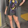 Tops & Outerwear female | Fashion Casual Print Home Loose T-Shirt Dark Grey