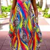 Dresses female | Fashion Printed Loose Strap Maxi Dress Multicolor