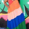 Dresses female | Plus Size Halter Color Block Tiered Maxi Dress