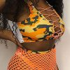 Swimwear female | Sexy Cutout Lace-Up Print Bikini Fishnet Pants Three-Piece Swimsuit