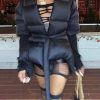 Tops & Outerwear female | Personalized Lace-Up Warmth Fashion Solid Color Down Jacket Black