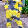 Jumpsuits & Rompers female | Plus Size V-Neck Tie Dye Pocket Jumpsuit Yellow