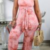 Jumpsuits & Rompers female | Casual Tie Dye Knotted Suspender Jumpsuit Pink