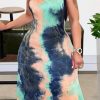 Dresses female | Plus Size Halter Neck Backless Casual Tie-Dye Maxi Dress