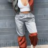 2-Pieces female | Fashion Contrast Stitching Sportswear Set Silver