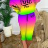 2-Pieces female | Letter Print Fashion Casual Gradient Two Piece Pants Set Multicolor