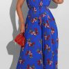 Jumpsuits & Rompers female | Loose Printed Suspenders V Neck Wide Leg Jumpsuit