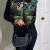 Tops & Outerwear female | Casual Camouflage Print Stand Collar Zipper Hem Elastic Short Cotton Gilet Army Green