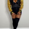 Tops & Outerwear female | Sexy Slim Fit Zip Sequin Cardigan Jacket Black