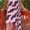 Dresses female | Striped Print Floor Mopping Irregular Hem Plus Size Loose Sling Maxi Dress