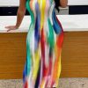 Dresses female | Fashion Print Long Wrap Bust Body Slit Sexy Dress Multicolor