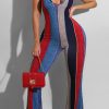 Jumpsuits & Rompers female | Fashion Slim Striped Print Sleeveless Fla Jumpsuit