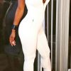 Jumpsuits & Rompers female | Design Sexy Deep V-Neck Zip Bodysuit White