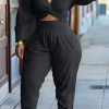 2-Pieces female | Plus Size Long Sleeve Stud Two-Piece Pants Set