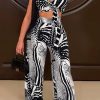 2-Pieces female | Street Fashion Print Halter Two-Piece Set