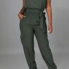 Jumpsuits & Rompers female | Fashion Solid Color Bandeau Lace Up Jumpsuits