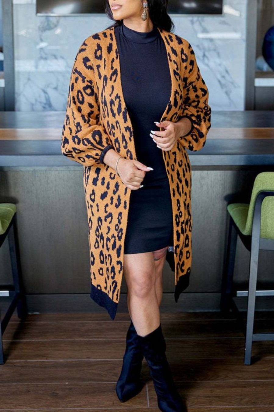 Tops & Outerwear female | Casual Leopard Knit Cardigan Jacket Leopard Print