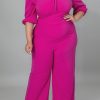 Jumpsuits & Rompers female | Temperament Off Shoulder Tie Half Sleeve Plus Size Jumpsuit