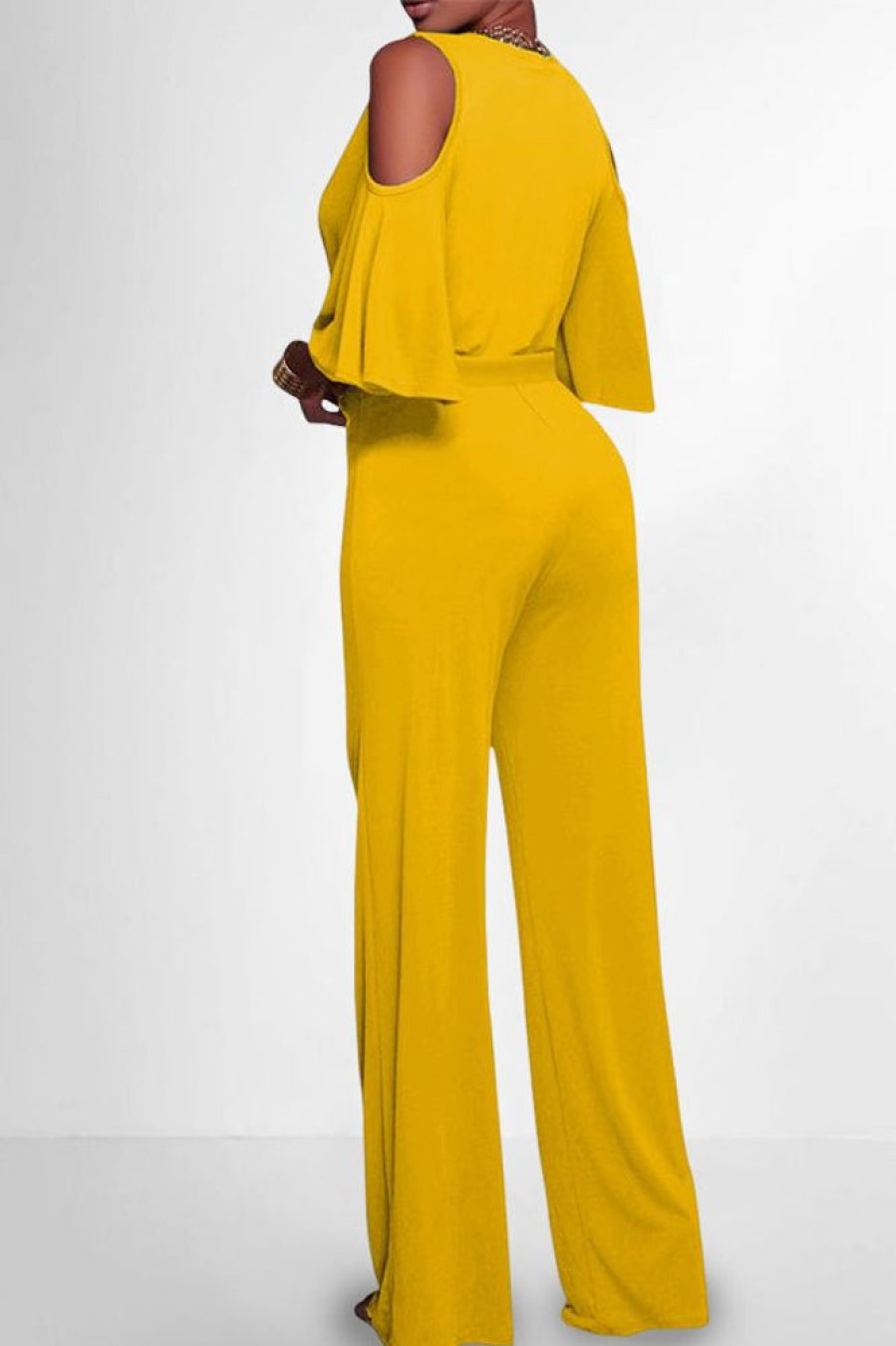 Jumpsuits & Rompers female | Slim Fit Stitching Solid Color V Neck Pocket Jumpsuit