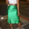 Bottoms female | Solid Gloss High Stretch Satin High Waist Skirt