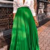 Bottoms female | Fashion Solid Color High Waist Pleated Long Skirts