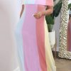 Dresses female | Fashion Loose Gradient Stripe Print Off Shoulder Maxi Dress