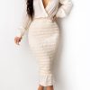 Dresses female | Sexy V-Neck Single Breasted Pleated Maxi Dress