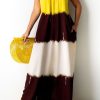 Dresses female | Pretty Contract Color Pocket Maxi Dress