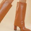 Accessories female | Fashionable One-Legged Chunky Heel Pointed Toe Cuffed Boots