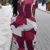 Jumpsuits & Rompers female | F Ion Lapel Loose Jumpsuit Irregular Print Jumpsuit