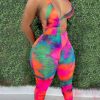 Jumpsuits & Rompers female | Fashion Sexy Cutout Tie-Dye Print Jumpsuit