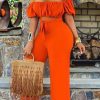 Jumpsuits & Rompers female | Off The Shoulder Cutout Knotted Jumpsuit