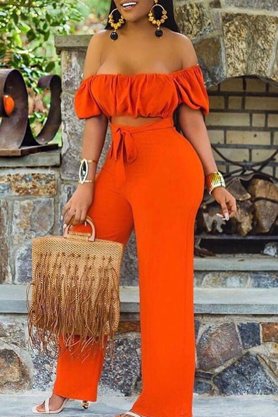 Jumpsuits & Rompers female | Off The Shoulder Cutout Knotted Jumpsuit