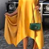 Dresses female | Plus Size Temperament Commuter Irregular Hem Midi Dress Yellow