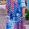 Dresses female | Plus Size July Fourth V-Neck Pockets Midi Dress