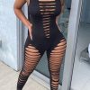 Jumpsuits & Rompers female | Fashion Slim Sexy Hollow Jumpsuit Black