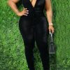 Jumpsuits & Rompers female | Velvet Halter Open Back Jumpsuit Black