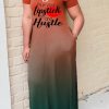 Dresses female | Casual Gradient Letter Print Maxi Dress