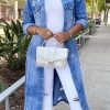 Tops & Outerwear female | Casual Fashion Ripped Denim Trench Coat