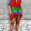 Dresses female | Oblique Collar Tie Dye Midi Dress