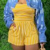 Jumpsuits & Rompers female | Sexy Striped Slim Fit Puls Size Bandeau Rompers