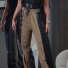 Bottoms female | Pu Leather Patchwork Contrasting Elastic Waist Casual Pants