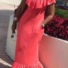 Dresses female | Fashion Ruffled Slim Fit Fishtail Maxi Dress